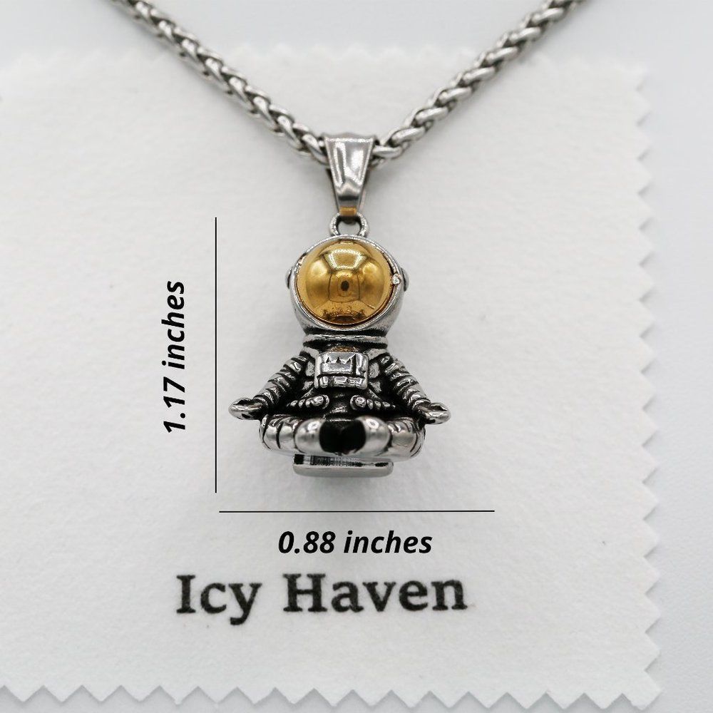 Astronaut Pendant Necklace for Men Women Space Explorer Solid Stainless Steel - Picture 4 of 7